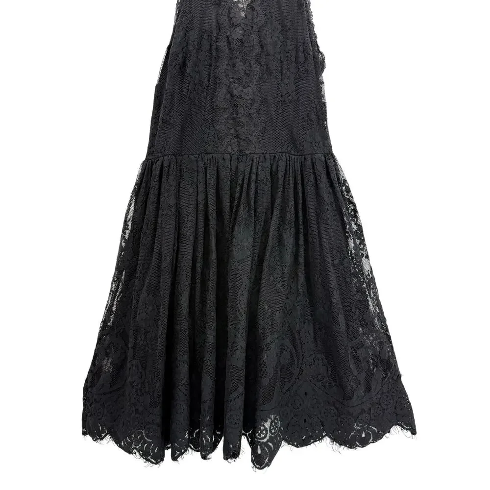 Free People Verushka Lace Mini Dress Black Fit & Flare Boho Mini Dress Size 6